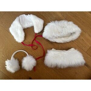 American Girl Doll White Fur Skirt Earmuffs Lot Soft as Snow Winter 4 Pc SET
